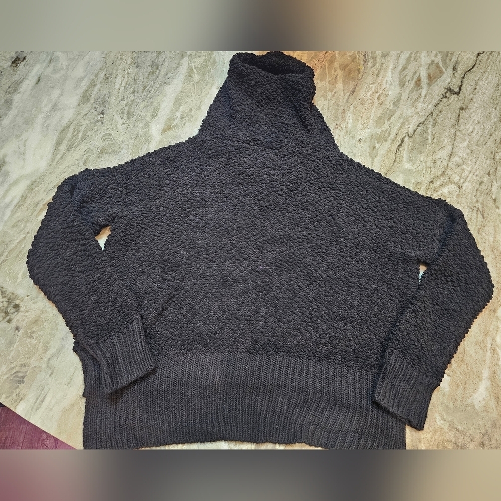 POL Black Textured Knit Hoodie Sweater Women’s Size S Cozy Boho Pullover - Picture 10 of 10